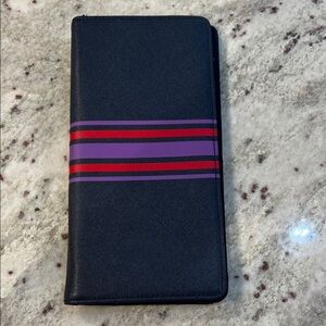 Navy Passport and Document Wallet with Purple and Red Stripes